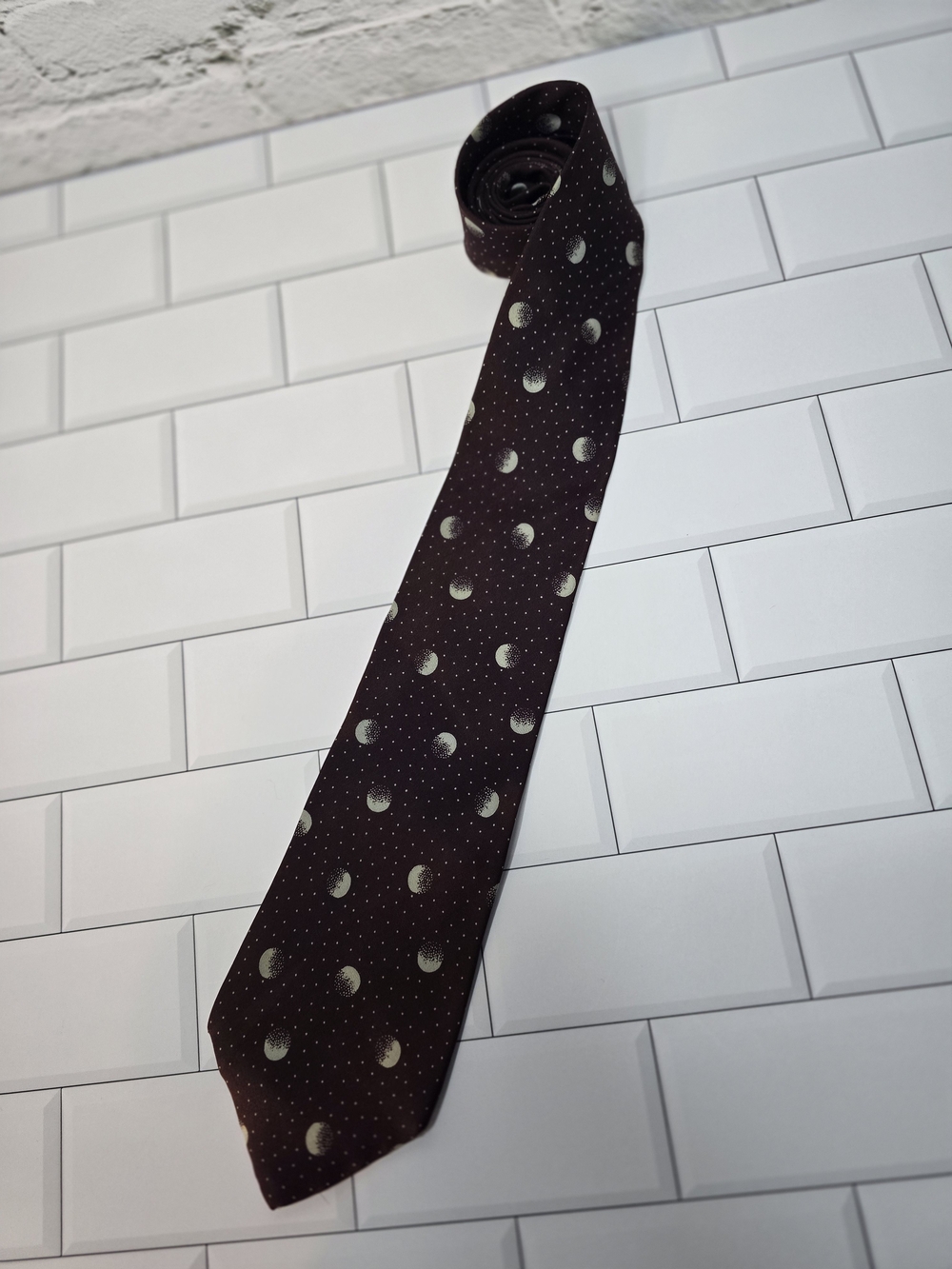 Perry Ellis Wine Moon & Dot Silk Tie
